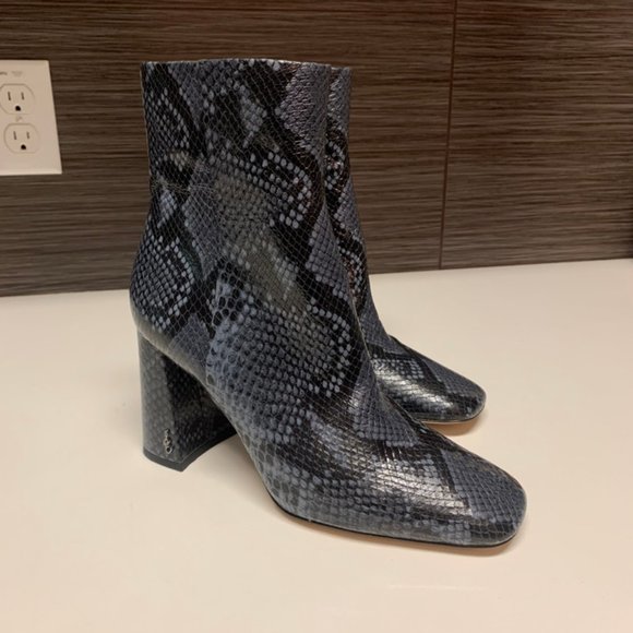 New Sam Edelman Blue Snakeskin Heel Ankle Boots - Picture 6 of 9